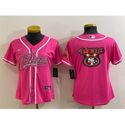 Women San Francisco 49ers Pink Team Big Logo With Patch Cool Base Stitched Baseball Jersey