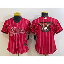 Women San Francisco 49ers Red Team Big Logo With Patch Cool Base Stitched Baseball Jersey