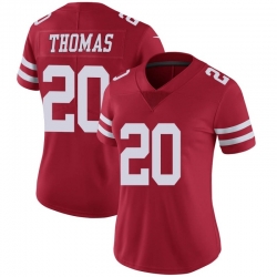Women Sanfrancisco 49ers #20 Ambry Thomas Red Vapor Limited Jersey