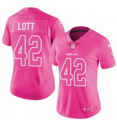 Womens Nike 49ers #42 Ronnie Lott Pink  Stitched NFL Limited Rush Fashion Jersey