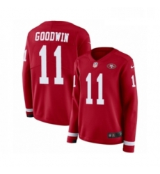 Womens Nike San Francisco 49ers 11 Marquise Goodwin Limited Red Therma Long Sleeve NFL Jersey