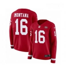 Womens Nike San Francisco 49ers 16 Joe Montana Limited Red Therma Long Sleeve NFL Jersey