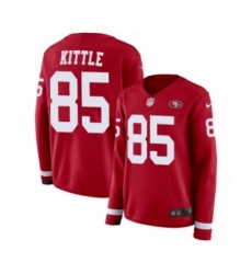 Womens Nike San Francisco 49ers 85 George Kittle Limited Red Therma Long Sleeve NFL Jersey