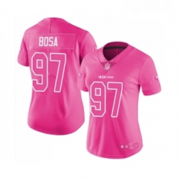 Womens San Francisco 49ers 97 Nick Bosa Limited Pink Rush Fashion Football Jersey