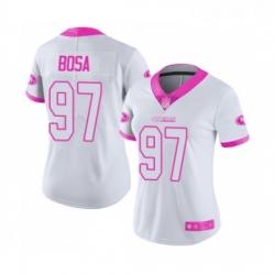 Womens San Francisco 49ers 97 Nick Bosa Limited White Pink Rush Fashion Football Jersey