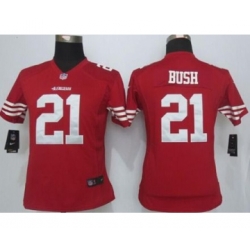nike women nfl jerseys san francisco 49ers 21 bush red[nike][bush]