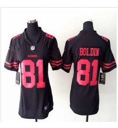 women New 49ers #81 Anquan Boldin Black Alternate NFL Elite Jersey
