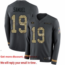 49ers 19 Deebo Samuel Anthracite Salute to Service Youth Stitched Football Limited Therma Long Sleeve Jersey