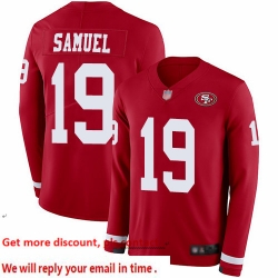 49ers 19 Deebo Samuel Red Team Color Youth Stitched Football Limited Therma Long Sleeve Jersey