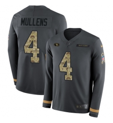 Nike 49ers #4 Nick Mullens Anthracite Salute to Service Youth Long Sleeve Jersey