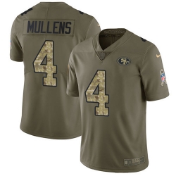 Nike 49ers #4 Nick Mullens Olive Camo Youth Stitched NFL Limited 2017 Salute to Service Jersey