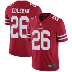 Youth 49ers 26 Tevin Coleman Red Team Color Stitched Football Vapor Untouchable Limited Jersey