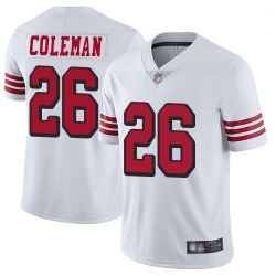Youth 49ers 26 Tevin Coleman White Rush Stitched Football Vapor Untouchable Limited Jersey
