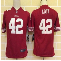 Youth New San Francisco 49ers #42 Ronnie Lott Red Team Color Stitched NFL Elite Jersey