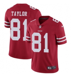 Youth Nike 49ers #81 Trent Taylor Red Team Color Stitched NFL Vapor Untouchable Limited Jersey