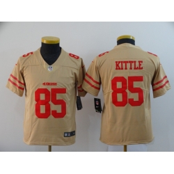 Youth Nike 49ers 85 George Kittle Cream Youth Inverted Legend Limited Jersey