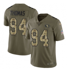 Youth Nike 49ers #94 Solomon Thomas Olive Camo Stitched NFL Limited 2017 Salute to Service Jersey