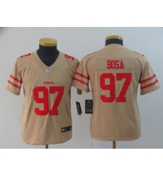Youth Nike 49ers 97 Nick Bosa Cream Youth Inverted Legend Limited Jersey