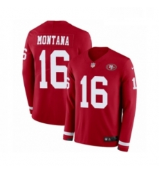 Youth Nike San Francisco 49ers 16 Joe Montana Limited Red Therma Long Sleeve NFL Jersey