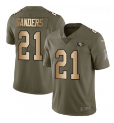 Youth Nike San Francisco 49ers 21 Deion Sanders Limited OliveGold 2017 Salute to Service NFL Jersey