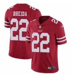 Youth Nike San Francisco 49ers 22 Matt Breida Red Team Color Vapor Untouchable Limited Player NFL Jersey