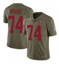 Youth Nike San Francisco 49ers 74 Joe Staley Limited Olive 2017 Salute to Service NFL Jersey