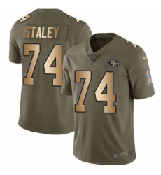 Youth Nike San Francisco 49ers 74 Joe Staley Limited OliveGold 2017 Salute to Service NFL Jersey