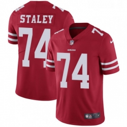 Youth Nike San Francisco 49ers 74 Joe Staley Red Team Color Vapor Untouchable Limited Player NFL Jersey