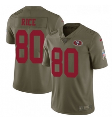 Youth Nike San Francisco 49ers 80 Jerry Rice Limited Olive 2017 Salute to Service NFL Jersey