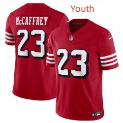 Youth San Francisco 49ers 23 Christian McCaffrey New Red 2023 F U S E  Vapor Untouchable Limited Stitched Football Jersey