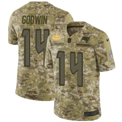 Men Nike Tampa Bay Buccaneers 14 Chris Godwin Camo Men Super Bowl LV Champions Patch Stitched NFL Limited 2018 Salute To Service Jersey