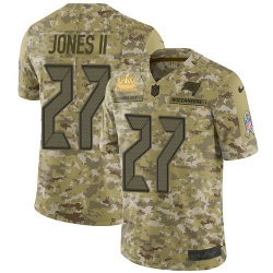 Men Nike Tampa Bay Buccaneers 27 Ronald Jones II Camo Men Super Bowl LV Champions Patch Stitched NFL Limited 2018 Salute To Service Jersey