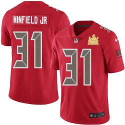 Men Nike Tampa Bay Buccaneers 31 Antoine Winfield Jr  Red Men Super Bowl LV Champions Patch Stitched NFL Limited Rush Jersey