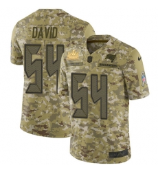 Men Nike Tampa Bay Buccaneers 54 Lavonte David Camo Men Super Bowl LV Champions Patch Stitched NFL Limited 2018 Salute To Service Jersey