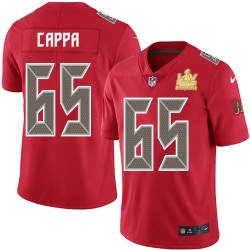 Men Nike Tampa Bay Buccaneers 65 Alex Cappa Red Men Super Bowl LV Champions Patch Stitched NFL Limited Rush Jersey
