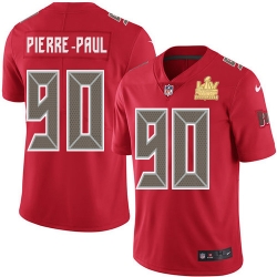 Men Nike Tampa Bay Buccaneers 90 Jason Pierre Paul Red Men Super Bowl LV Champions Patch Stitched NFL Limited Rush Jersey