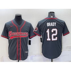 Men Tampa Bay Buccaneers 12 Tom Brady Grey Cool Base Stitched Baseball Jersey