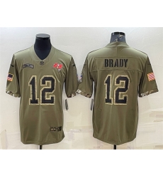 Men Tampa Bay Buccaneers 12 Tom Brady Olive 2022 Salute To Service Limited Stitched Jersey