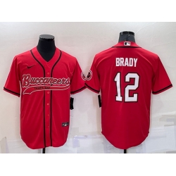 Men Tampa Bay Buccaneers 12 Tom Brady Red Cool Base Stitched Baseball Jersey