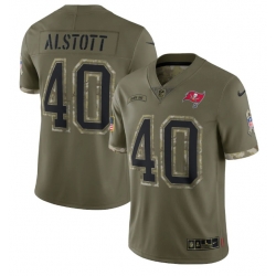 Men Tampa Bay Buccaneers 40 Mike Alstott Olive 2022 Salute To Service Limited Stitched Jersey