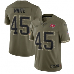 Men Tampa Bay Buccaneers 45 Devin White Olive 2022 Salute To Service Limited Stitched Jersey