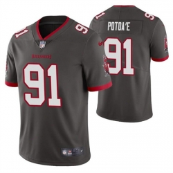 Men Tampa Bay Buccaneers 91 Benning Potoa Grey Vapor Untouchable Limited Stitched Jersey