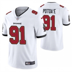 Men Tampa Bay Buccaneers 91 Benning Potoa White Vapor Untouchable Limited Stitched Jersey