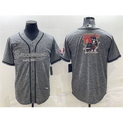 Men Tampa Bay Buccaneers Grey Team Big Logo With Patch Cool Base Stitched Baseball Jersey