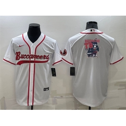 Men Tampa Bay Buccaneers White Team Big Logo With Patch Cool Base Stitched Baseball Jersey
