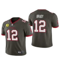 Men Tom Brady Tampa Bay Buccaneers Pewter Captain Patch Vapor Limited Jersey