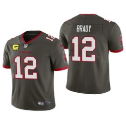 Men Tom Brady Tampa Bay Buccaneers Pewter Captain Patch Vapor Limited Jersey