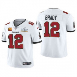 Men Tom Brady Tampa Bay Buccaneers White Captain Patch Super Bowl Patch Vapor Limited Jersey