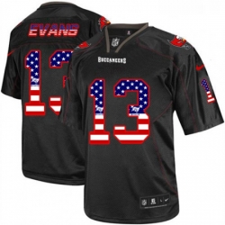 Mens Nike Tampa Bay Buccaneers 13 Mike Evans Elite Black USA Flag Fashion NFL Jersey