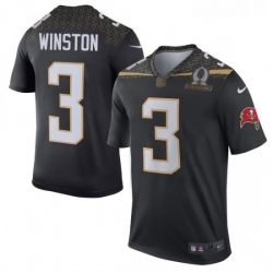 Mens Nike Tampa Bay Buccaneers 3 Jameis Winston Elite Black Team Irvin 2016 Pro Bowl NFL Jersey